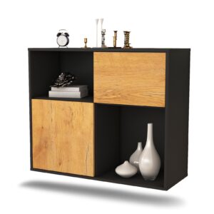 Sideboard Shreveport | hängend | Korpus Anthrazit | Front in Eiche Holz Optik | 92x79x35cm (BxHxT)