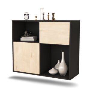 Sideboard Shreveport | hängend | Korpus Anthrazit | Front in Zeder Holz Optik | 92x79x35cm (BxHxT)