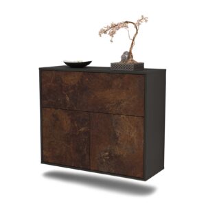 Sideboard Irving | hängend | Korpus Anthrazit | Front in Rost Optik | 92x79x35cm (BxHxT)