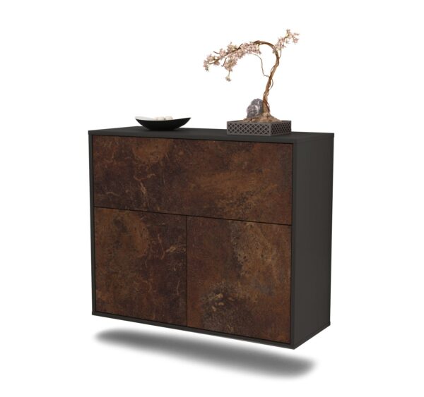 Sideboard Irving | hängend | Korpus Anthrazit | Front in Rost Optik | 92x79x35cm (BxHxT)