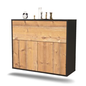 Sideboard Irving | hängend | Korpus Anthrazit | Front in Pinie Holz Optik | 92x79x35cm (BxHxT)