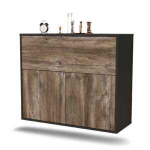 Sideboard Irving | hängend | Korpus Anthrazit | Front in Treibholz Holz Optik | 92x79x35cm (BxHxT)