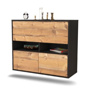 Sideboard San Bernardino | hängend | Korpus Anthrazit | Front in Pinie Holz Optik | 92x79x35cm (BxHxT)