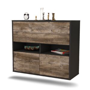 Sideboard San Bernardino | hängend | Korpus Anthrazit | Front in Treibholz Holz Optik | 92x79x35cm (BxHxT)