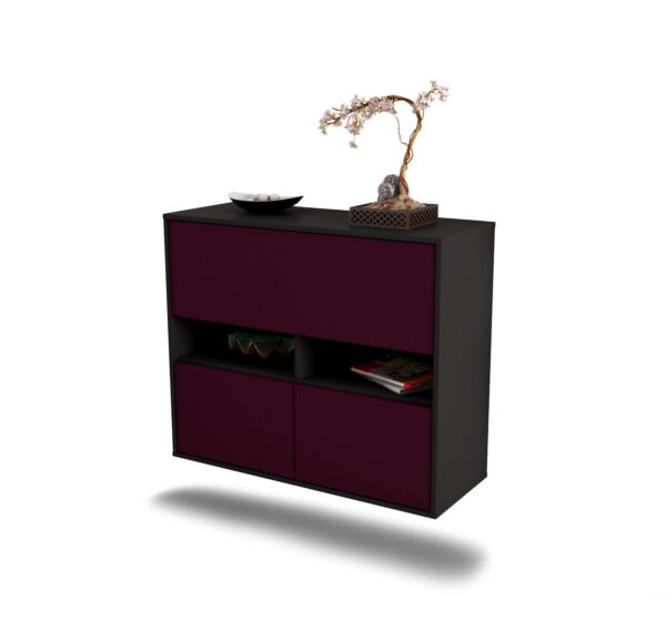 Sideboard San Bernardino | hängend | Korpus Anthrazit | Front in Lila | 92x79x35cm (BxHxT)