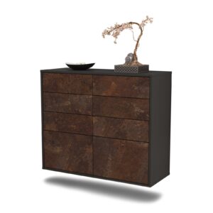 Sideboard Des Moines | hängend | Korpus Anthrazit | Front in Rost Optik | 92x79x35cm (BxHxT)