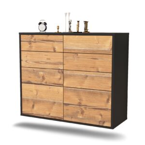 Sideboard Des Moines | hängend | Korpus Anthrazit | Front in Pinie Holz Optik | 92x79x35cm (BxHxT)