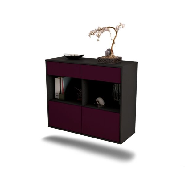 Sideboard Mobile | hängend | Korpus Anthrazit | Front in Lila | 92x79x35cm (BxHxT)