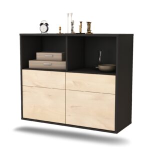 Sideboard Moreno Valley | hängend | Korpus Anthrazit | Front in Zeder Holz Optik | 92x79x35cm (BxHxT)