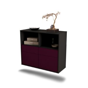 Sideboard Moreno Valley | hängend | Korpus Anthrazit | Front in Lila | 92x79x35cm (BxHxT)