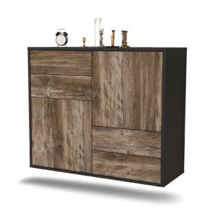 Sideboard Little Rock | hängend | Korpus Anthrazit | Front in Treibholz Holz Optik | 92x79x35cm (BxHxT)