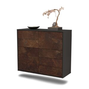 Sideboard Amarillo | hängend | Korpus Anthrazit | Front in Rost Optik | 92x79x35cm (BxHxT)