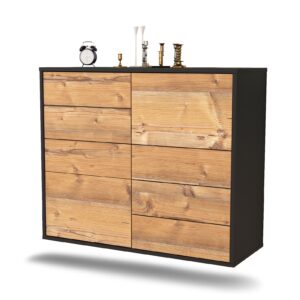 Sideboard Amarillo | hängend | Korpus Anthrazit | Front in Pinie Holz Optik | 92x79x35cm (BxHxT)