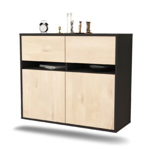 Sideboard Fort Lauderdale | hängend | Korpus Anthrazit | Front in Zeder Holz Optik | 92x79x35cm (BxHxT)