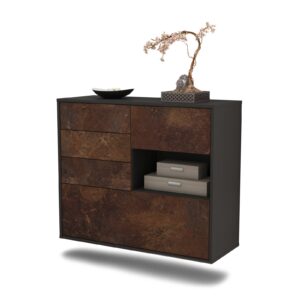 Sideboard Knoxville | hängend | Korpus Anthrazit | Front in Rost Optik | 92x79x35cm (BxHxT)
