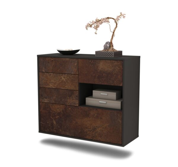 Sideboard Knoxville | hängend | Korpus Anthrazit | Front in Rost Optik | 92x79x35cm (BxHxT)