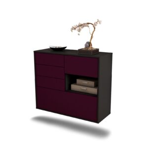 Sideboard Knoxville | hängend | Korpus Anthrazit | Front in Lila | 92x79x35cm (BxHxT)