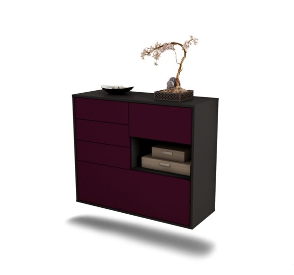 Sideboard Knoxville | hängend | Korpus Anthrazit | Front in Lila | 92x79x35cm (BxHxT)