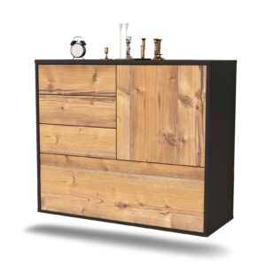 Sideboard Fontana | hängend | Korpus Anthrazit | Front in Pinie Holz Optik | 92x79x35cm (BxHxT)