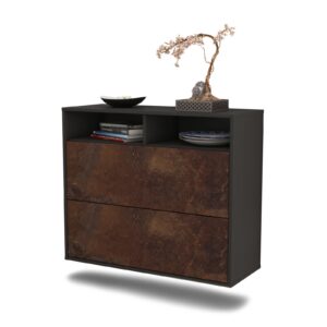 Sideboard Spring Valley | hängend | Korpus Anthrazit | Front in Rost Optik | 92x79x35cm (BxHxT)