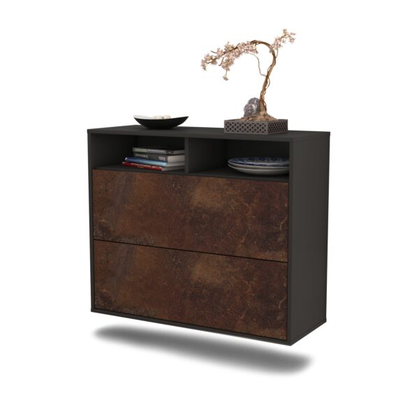 Sideboard Spring Valley | hängend | Korpus Anthrazit | Front in Rost Optik | 92x79x35cm (BxHxT)