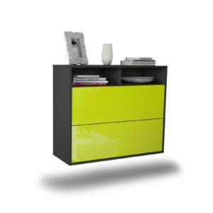 Sideboard Spring Valley | hängend | Korpus Anthrazit | Front in Hochglanz Grün | 92x79x35cm (BxHxT)