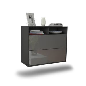 Sideboard Spring Valley | hängend | Korpus Anthrazit | Front in Hochglanz Grau | 92x79x35cm (BxHxT)