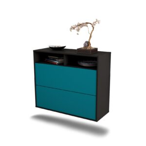 Sideboard Spring Valley | hängend | Korpus Anthrazit | Front in Türkis | 92x79x35cm (BxHxT)