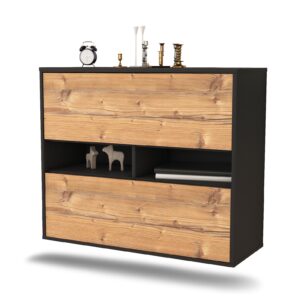 Sideboard Jackson | hängend | Korpus Anthrazit | Front in Pinie Holz Optik | 92x79x35cm (BxHxT)