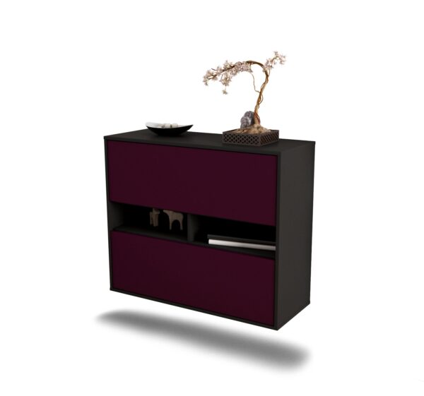 Sideboard Jackson | hängend | Korpus Anthrazit | Front in Lila | 92x79x35cm (BxHxT)