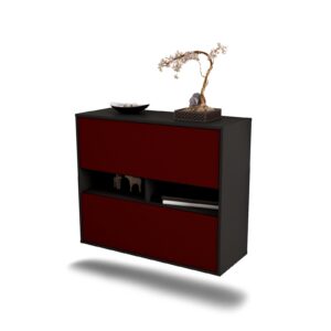 Sideboard Jackson | hängend | Korpus Anthrazit | Front in Bordeaux | 92x79x35cm (BxHxT)