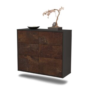 Sideboard Tempe | hängend | Korpus Anthrazit | Front in Rost Optik | 92x79x35cm (BxHxT)