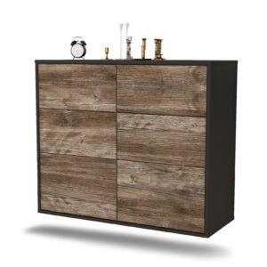 Sideboard Tempe | hängend | Korpus Anthrazit | Front in Treibholz Holz Optik | 92x79x35cm (BxHxT)