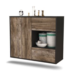 Sideboard Brownsville | hängend | Korpus Anthrazit | Front in Treibholz Holz Optik | 92x79x35cm (BxHxT)
