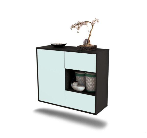 Sideboard Brownsville | hängend | Korpus Anthrazit | Front in Mint | 92x79x35cm (BxHxT)