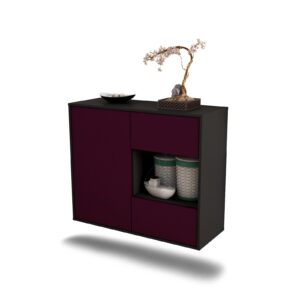 Sideboard Brownsville | hängend | Korpus Anthrazit | Front in Lila | 92x79x35cm (BxHxT)