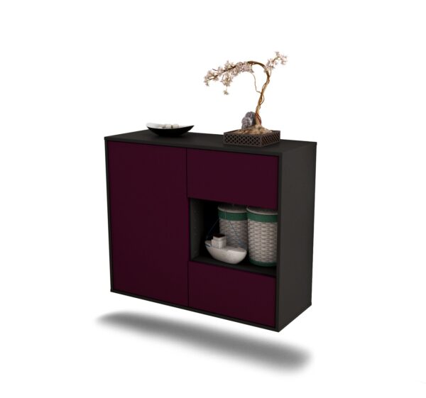 Sideboard Brownsville | hängend | Korpus Anthrazit | Front in Lila | 92x79x35cm (BxHxT)