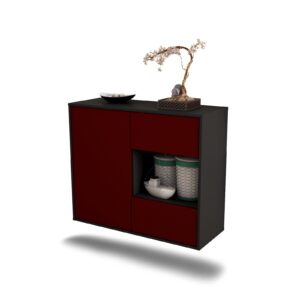 Sideboard Brownsville | hängend | Korpus Anthrazit | Front in Bordeaux | 92x79x35cm (BxHxT)