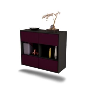 Sideboard Providence | hängend | Korpus Anthrazit | Front in Lila | 92x79x35cm (BxHxT)