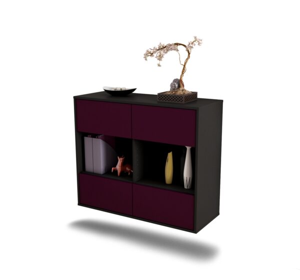 Sideboard Providence | hängend | Korpus Anthrazit | Front in Lila | 92x79x35cm (BxHxT)