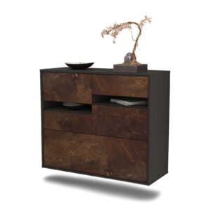 Sideboard Fayetteville | hängend | Korpus Anthrazit | Front in Rost Optik | 92x79x35cm (BxHxT)