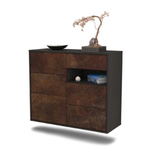 Sideboard Huntsville | hängend | Korpus Anthrazit | Front in Rost Optik | 92x79x35cm (BxHxT)