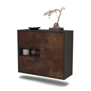 Sideboard Santa Clarita | hängend | Korpus Anthrazit | Front in Rost Optik | 92x79x35cm (BxHxT)