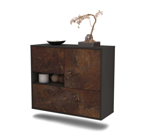 Sideboard Santa Clarita | hängend | Korpus Anthrazit | Front in Rost Optik | 92x79x35cm (BxHxT)