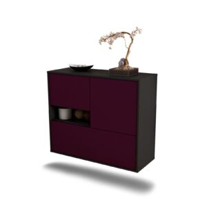 Sideboard Santa Clarita | hängend | Korpus Anthrazit | Front in Lila | 92x79x35cm (BxHxT)