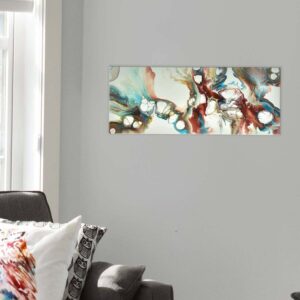 Acryl Pouring Bild 50x20cm "Turquoise Tides" | Künstlerunikat