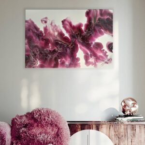 Acryl Pouring Bild 60x40cm "Velvet Wine and Steel Ribbons" | Künsterlunikat