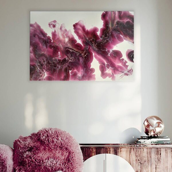 Acryl Pouring Bild 60x40cm "Velvet Wine and Steel Ribbons" | Künsterlunikat