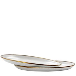 Essteller Set 2-tlg. ø 28 cm "Emaille" egg shell (cremeweiß gesprenkelt) Camping Geschirr Barebones