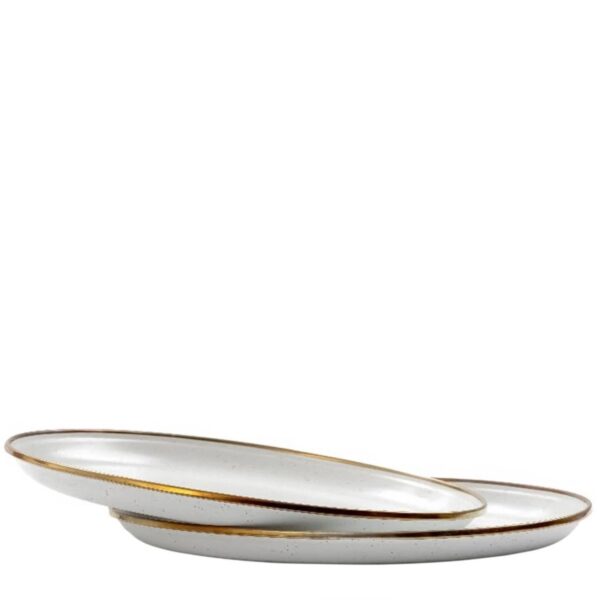 Essteller Set 2-tlg. ø 28 cm "Emaille" egg shell (cremeweiß gesprenkelt) Camping Geschirr Barebones